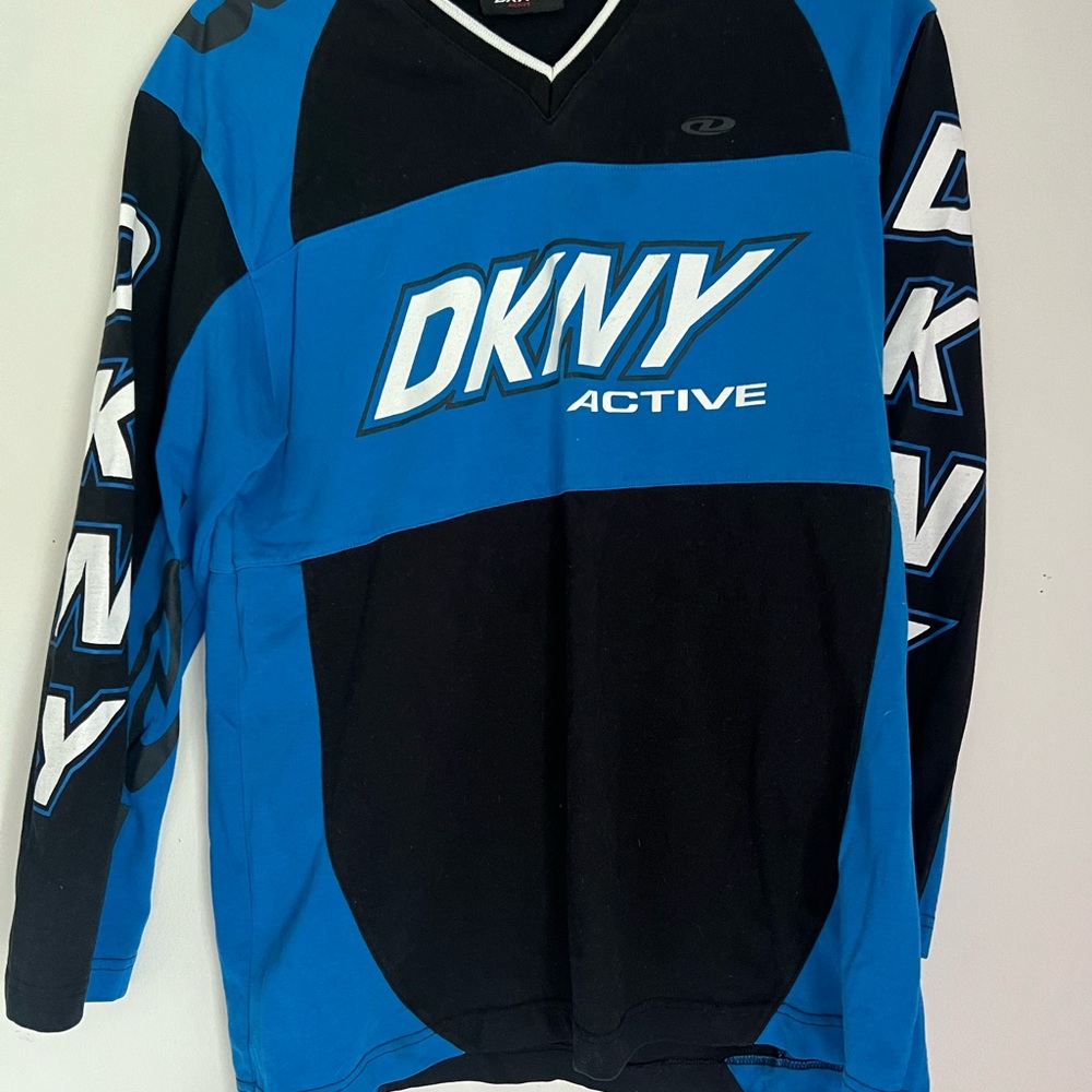 DKNY Men's Black and Blue Jersey